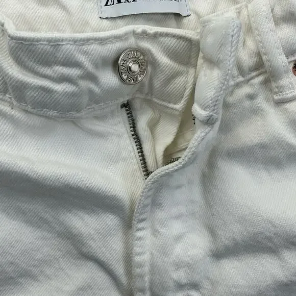 Zara Cut Off Shorts Womens Beach Casual Size 4 White - Picture 7 of 13